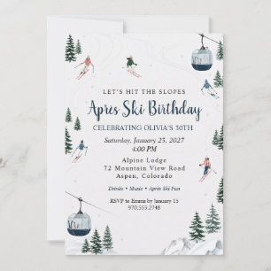 Après Ski Birthday Watercolor Ski Resort Party Invitation