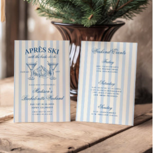 Apres Ski Blue Striped Bachelorette Invitation