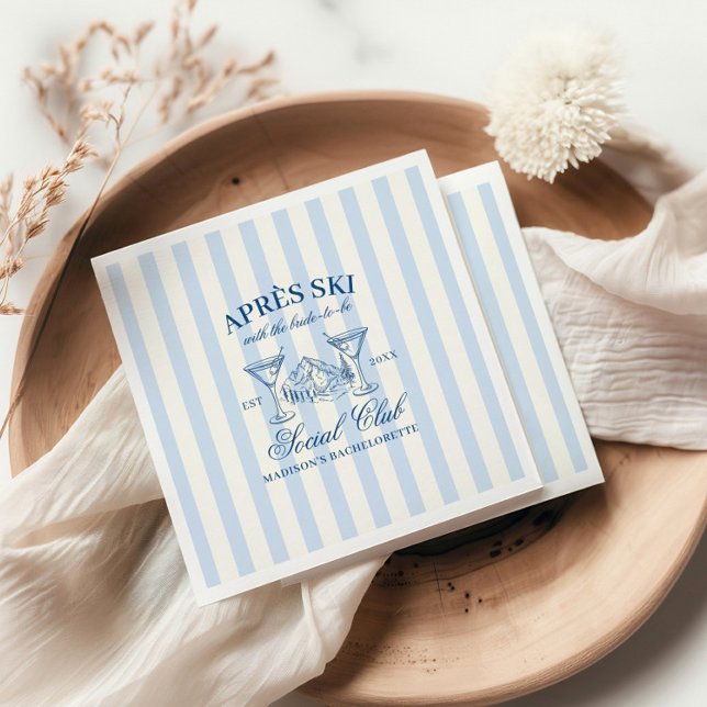 Apres Ski Blue Striped Bachelorette Napkins (Creator Uploaded)