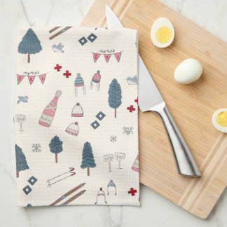 Apres Ski Cabin Decor Champagne  Kitchen Towel