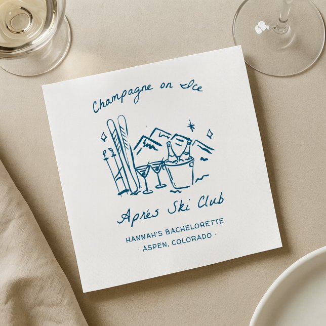 Après Ski Champagne on Ice Winter Bach Party Napkins (Creator Uploaded)