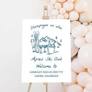 Après Ski Champagne on Ice Winter Welcome Sign