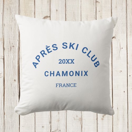 Aprs Ski Club Cool Blue Ski Resort Crest Outdoor Pillow
