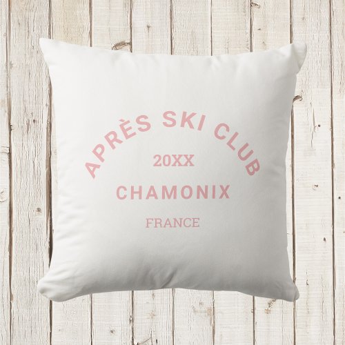 Aprs Ski Club Icy Pink Ski Resort Crest Outdoor Pillow
