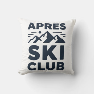 Apres Ski Club Mountain Logo - Custom Mens Winter Throw Pillow