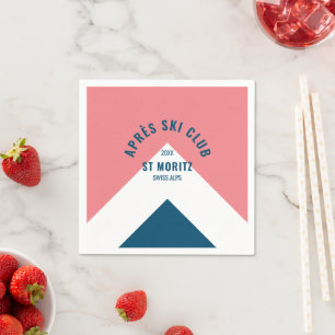 Après Ski Club Pink Navy Retro Style Ski Party Napkins