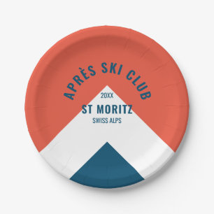  Après Ski Club Red Navy Vintage Style Ski Party Paper Plates
