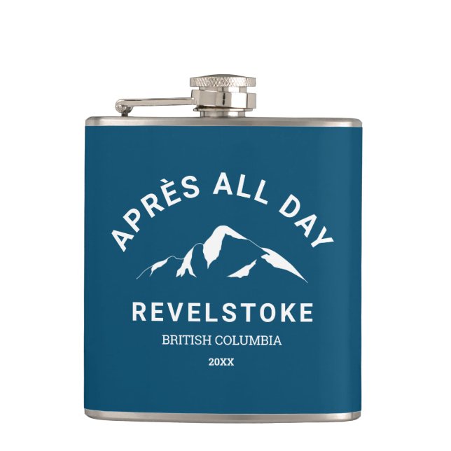 Après Ski Club Revelstoke Mountain Crest Flask (Front)