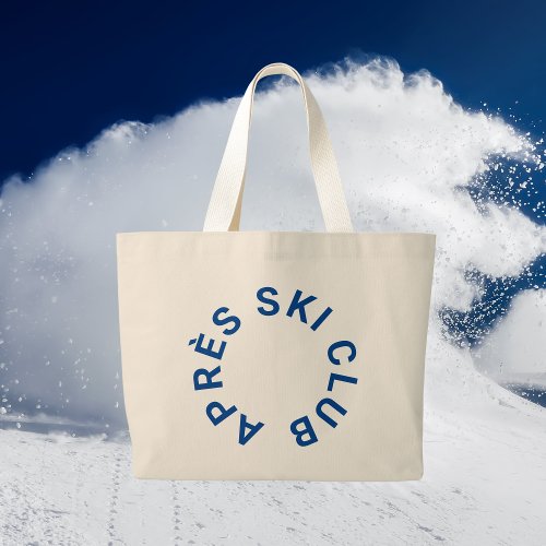 Aprs Ski Club Winter Blue Ski Resort Crest Large Tote Bag