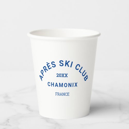 Aprs Ski Club Winter Blue Ski Resort Crest Paper Cups