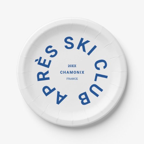 Aprs Ski Club Winter Blue Ski Resort Crest Paper Plates