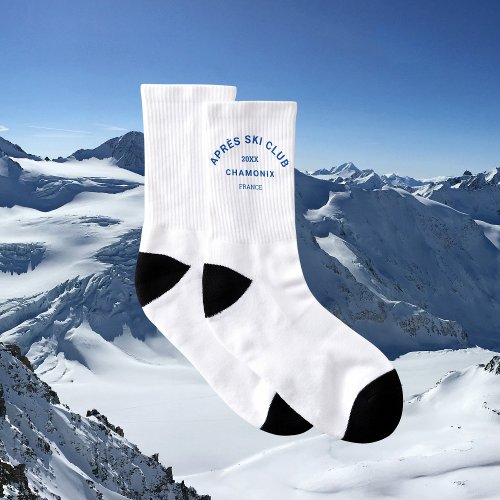 Aprs Ski Club Winter Blue Ski Resort Crest Unisex Socks