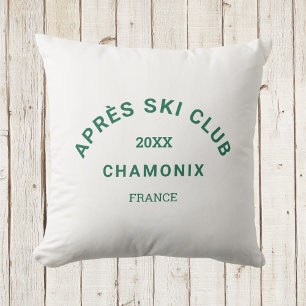 Après Ski Club Winter Green Ski Resort Crest Outdoor Pillow