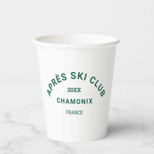 Aprs Ski Club Winter Green Ski Resort Crest Paper Cups