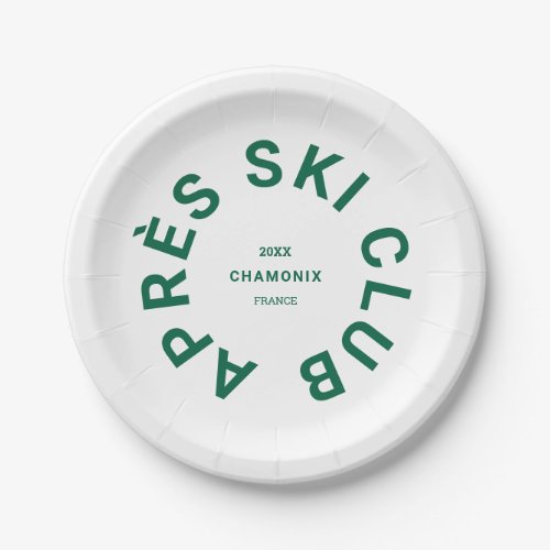 Aprs Ski Club Winter Green Ski Resort Crest Paper Plates