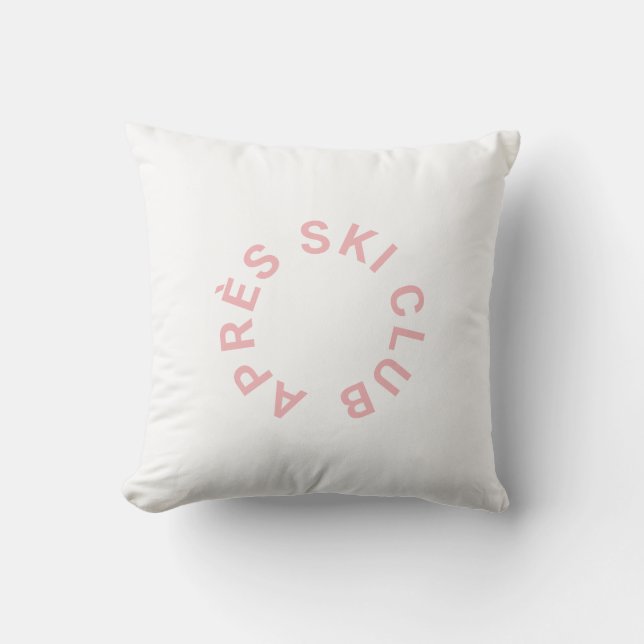 Après Ski Club Winter Icy Pink Ski Crest Outdoor Pillow (Front)