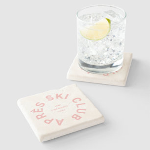 Après Ski Club Winter Icy Pink Ski Resort Crest Stone Coaster