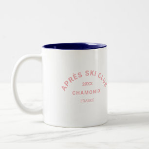 Après Ski Club Winter Pink Ski Resort Crest Two-Tone Coffee Mug