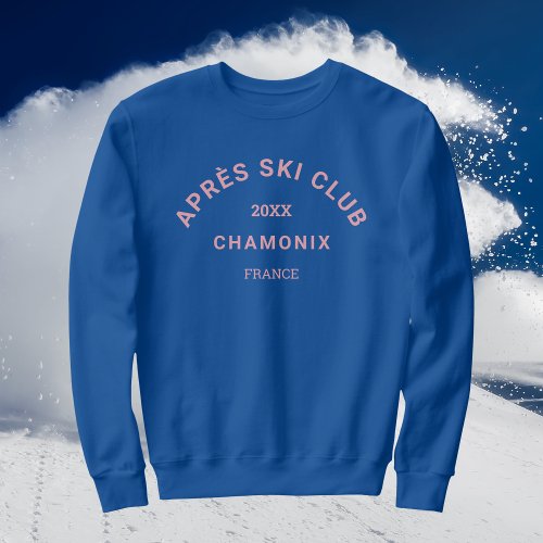 Aprs Ski Club Winter Pink Ski Resort Crest Womens Sweatshirt