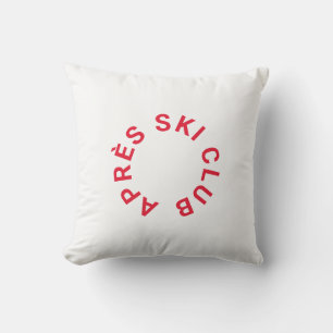 Après Ski Club Winter Red Ski Crest Outdoor Pillow