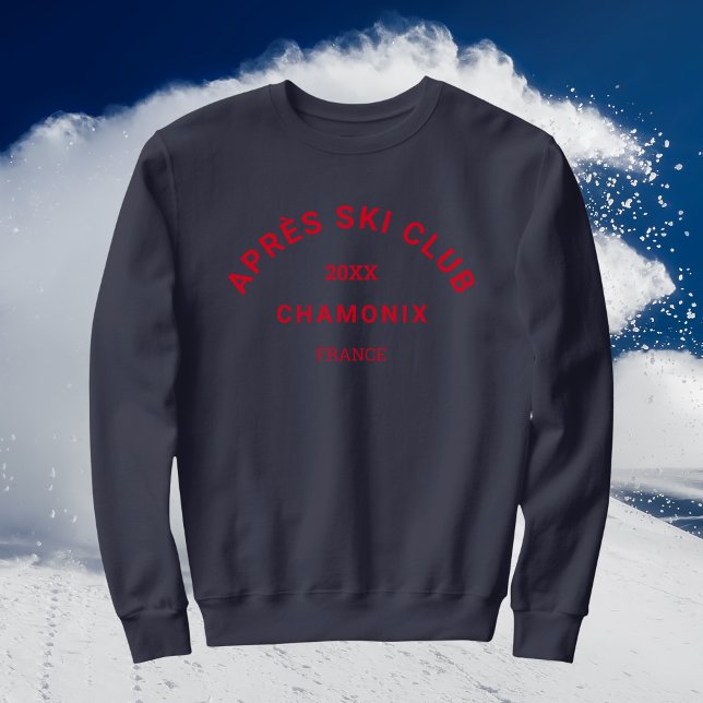 Après Ski Club Winter Red Ski Resort Crest Mens Sweatshirt (Creator Uploaded)