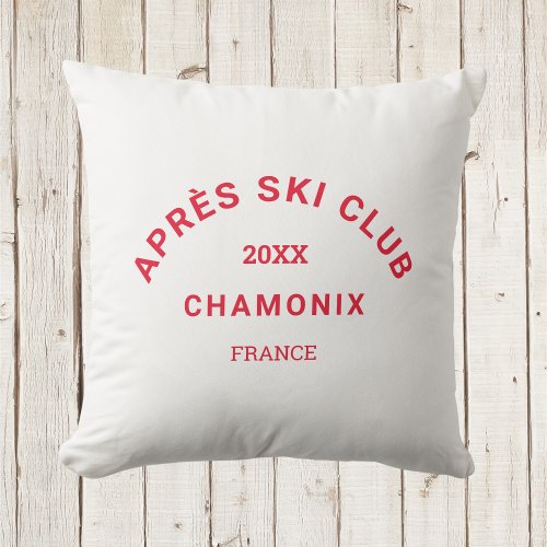 Aprs Ski Club Winter Red Ski Resort Crest Outdoor Pillow