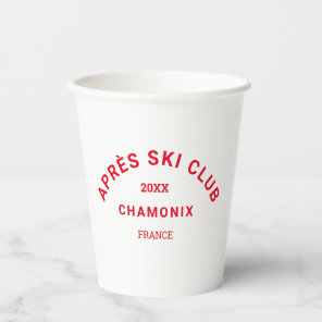 Après Ski Club Winter Red Ski Resort Crest Paper Cups