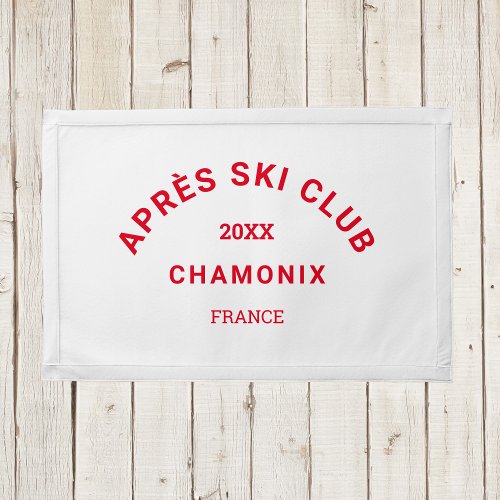 Aprs Ski Club Winter Red Ski Resort Crest Pennant