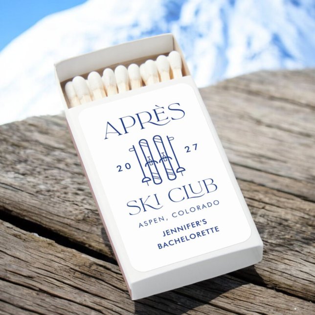 Apres Ski Club Winter Ski Bachelorette Party Favor Matchboxes (Creator Uploaded)