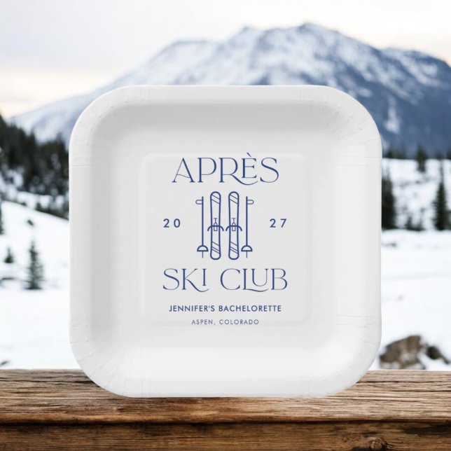 Apres Ski Club Winter Ski Bachelorette Party Favor Paper Plates (Creator Uploaded)