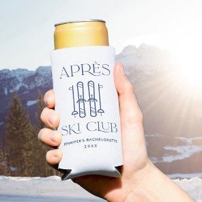 Apres Ski Club Winter Ski Bachelorette Party Favor Seltzer Can Cooler