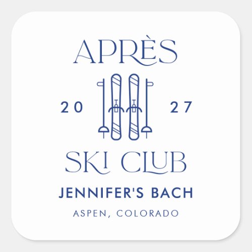 Apres Ski Club Winter Ski Bachelorette Party  Square Sticker