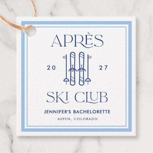Apres Ski Club Winter Skiing Bachelorette Party Favor Tags