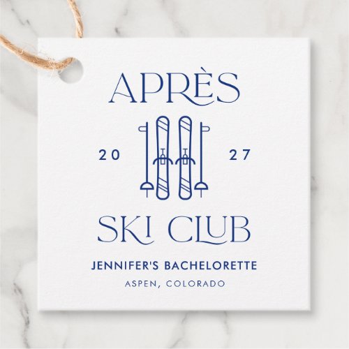 Apres Ski Club Winter Snow Ski Bachelorette Party Favor Tags
