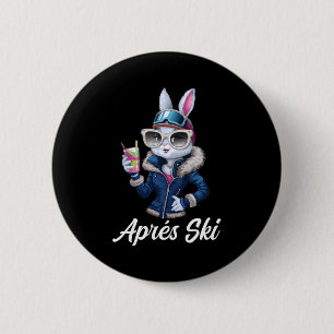 Apres Ski Hat Party Design Ski Bunny Skier Outfit Button