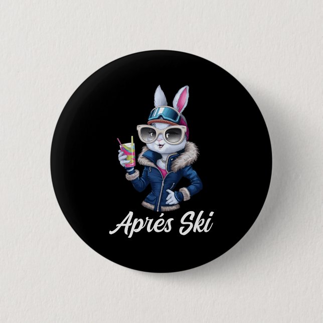 Apres Ski Hat Party Design Ski Bunny Skier Outfit  Button (Front)
