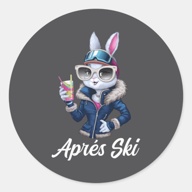 Apres Ski Hat Party Design Ski Bunny Skier Outfit  Classic Round Sticker (Front)