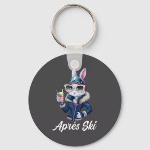 Apres Ski Hat Party Design Ski Bunny Skier Outfit Keychain