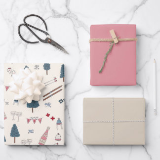Apres Ski Lover Winter Pink Champagne Wrapping Paper Sheets