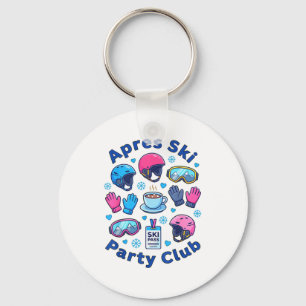 Apres ski party club skiing snowboarding winter keychain