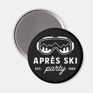 Apres ski party mountain winter cabin black magnet