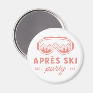 Apres ski party skiing girl goggles pink aesthetic magnet