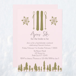 Apres Ski Pink Bachelorette Party Weekend Invitation