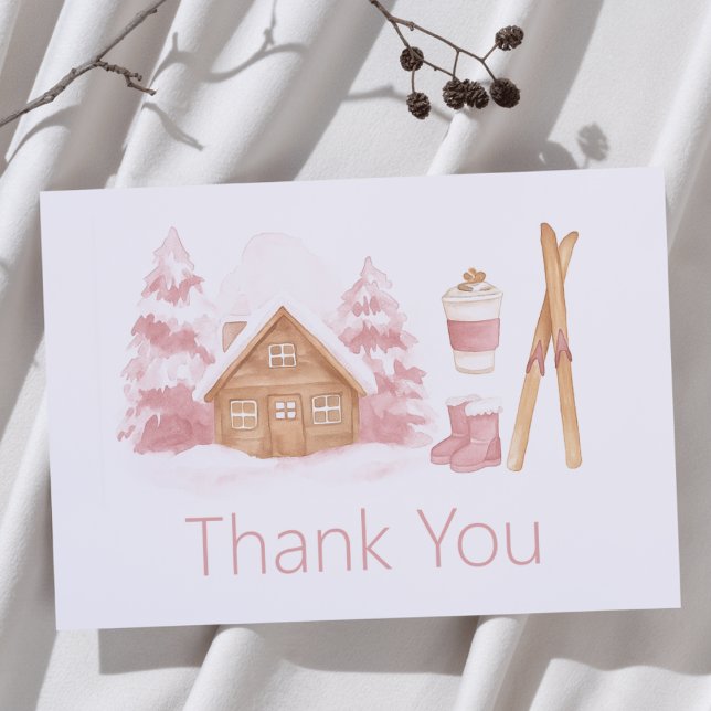 Apres Ski Pink Nesting Baby Shower  Thank You Card (Creator Uploaded)