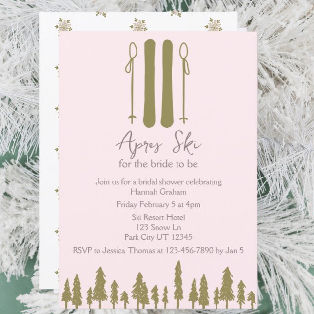 Apres Ski Pink Winter Bridal Shower Invitation (Creator Uploaded)