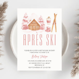 Apres Ski Pink Winter Nesting Baby Shower  Invitation