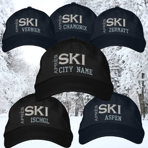 Après ski resort city winter vacation outfit embroidered baseball cap