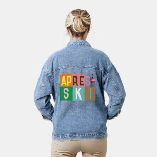 Après-ski Retro Ski Skiers Color Block Denim Jacket