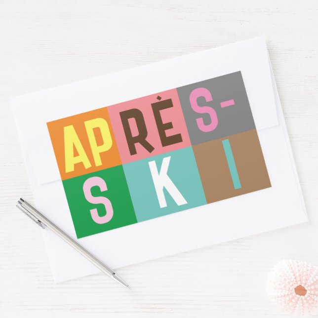 Après-ski Retro Skier Color Block Rectangular Sticker (Envelope)