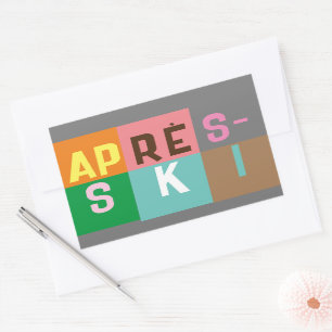 Après-ski Retro Skier Color Block Rectangular Sticker